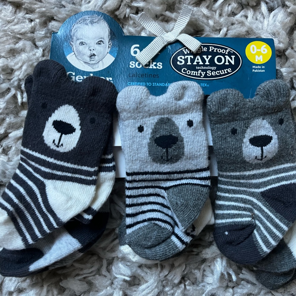 Gerber Baby Ankle Socks - Gray, White & Navy Pack